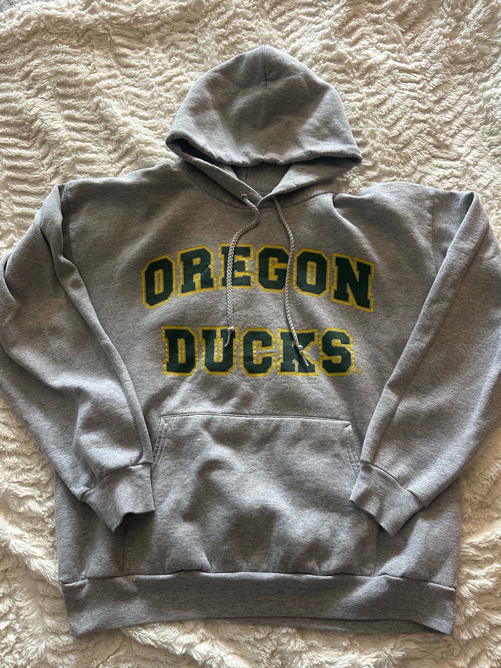 University of Oregon Ducks Women’s Grey Hooded Pullover Sweatshirt size Large